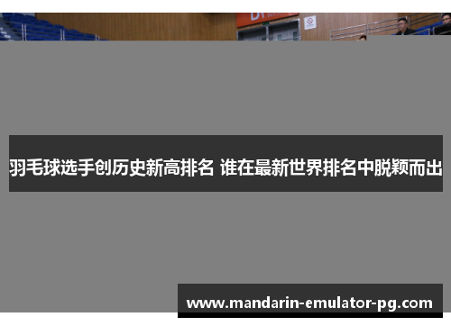 羽毛球选手创历史新高排名 谁在最新世界排名中脱颖而出